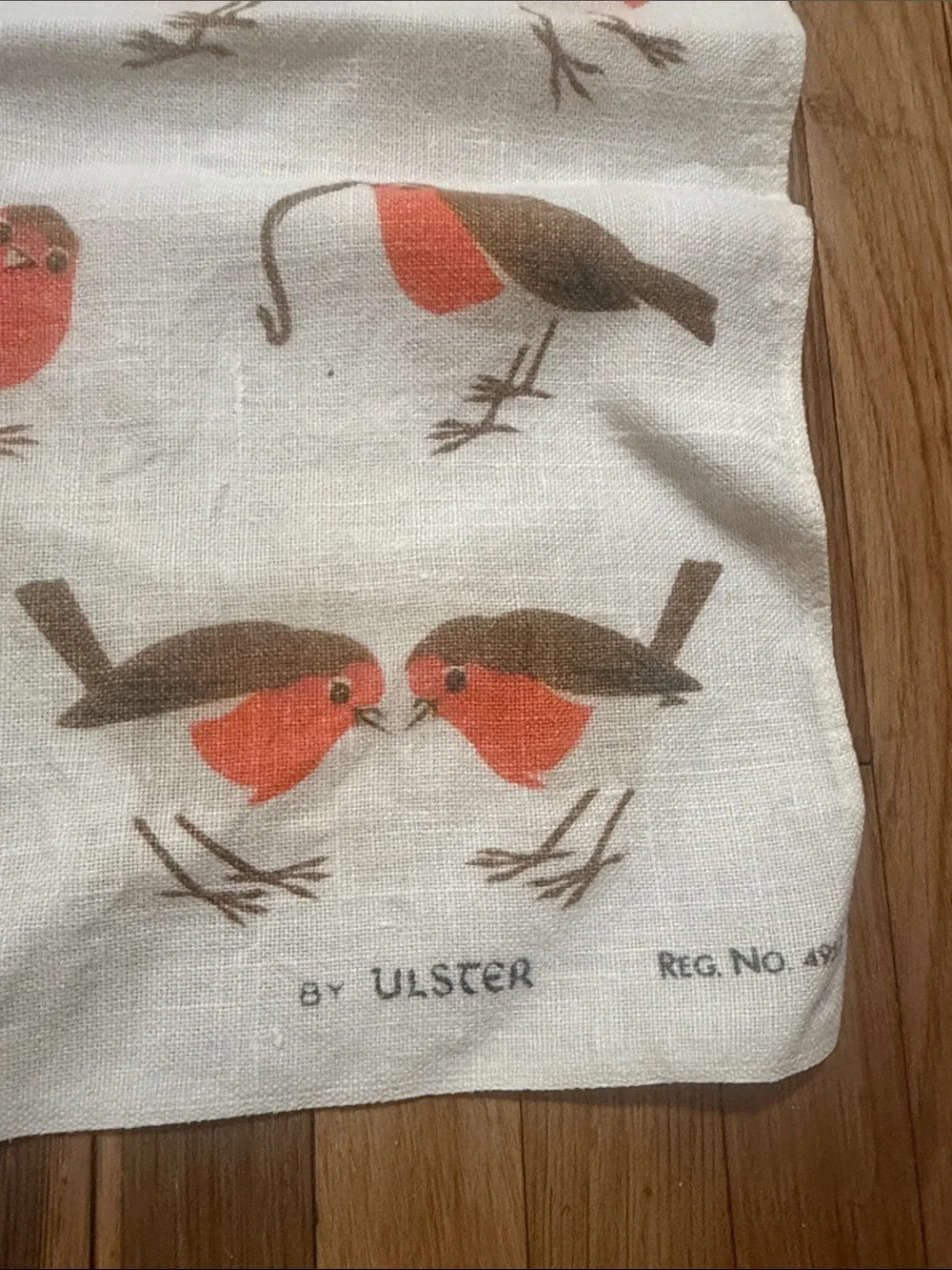 Vintage Irish Linen Robins Tea Towel Ulster Weavers